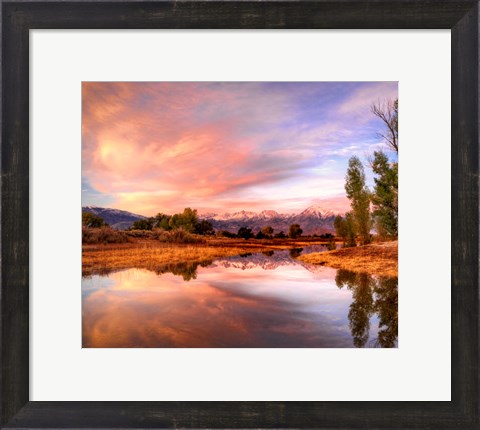 Framed California, Bishop Sierra Nevada Range Reflects In Pond Print
