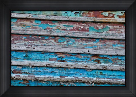 Framed Old Wooden Fishing Boat, California Print