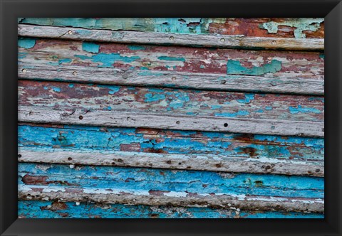 Framed Old Wooden Fishing Boat, California Print