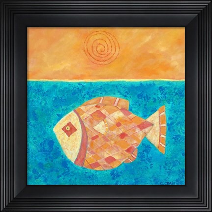 Framed Fish With Spiral Sun Print