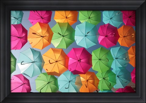 Framed Portugal Umbrella 1 Print