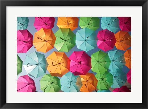 Framed Portugal Umbrella 1 Print