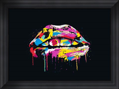 Framed Colorful Lips Print