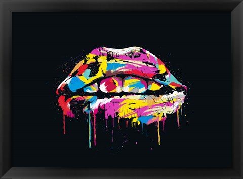 Framed Colorful Lips Print