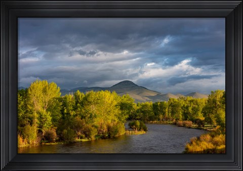 Framed Dramatic Stormy Sunrise Light Strikes The Big Hole River Near Melrose, Montana Print