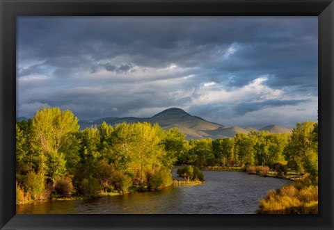 Framed Dramatic Stormy Sunrise Light Strikes The Big Hole River Near Melrose, Montana Print