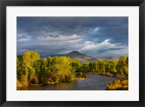 Framed Dramatic Stormy Sunrise Light Strikes The Big Hole River Near Melrose, Montana Print