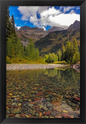 Framed Mcdonald Creek With Garden Wall In Early Autumn In Glacier National Park, Montana Print