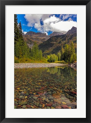 Framed Mcdonald Creek With Garden Wall In Early Autumn In Glacier National Park, Montana Print