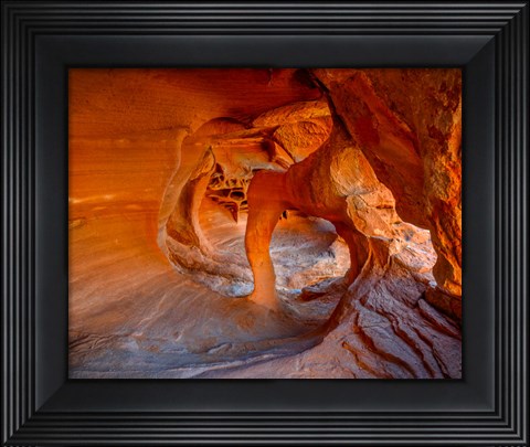 Framed Nevada, Overton, Valley Of Fire State Park Multi-Colored Rock Formation Print