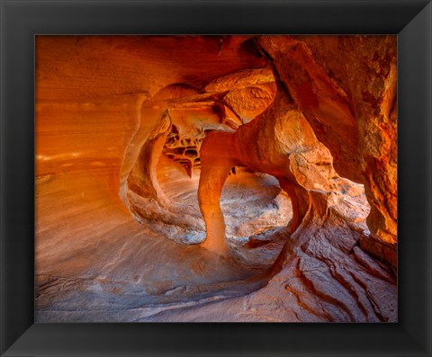 Framed Nevada, Overton, Valley Of Fire State Park Multi-Colored Rock Formation Print