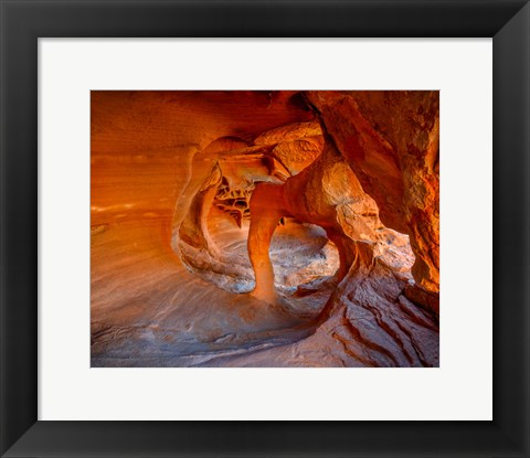 Framed Nevada, Overton, Valley Of Fire State Park Multi-Colored Rock Formation Print