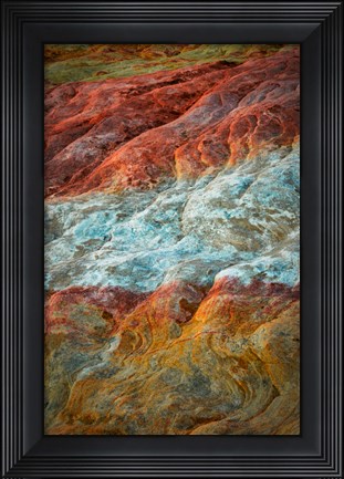 Framed Nevada, Overton, Valley Of Fire State Park Multi-Colored Rock Formation Print