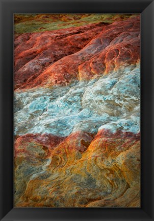 Framed Nevada, Overton, Valley Of Fire State Park Multi-Colored Rock Formation Print