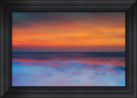 Framed New Jersey, Cape May, Sunset On Ocean Shore Print