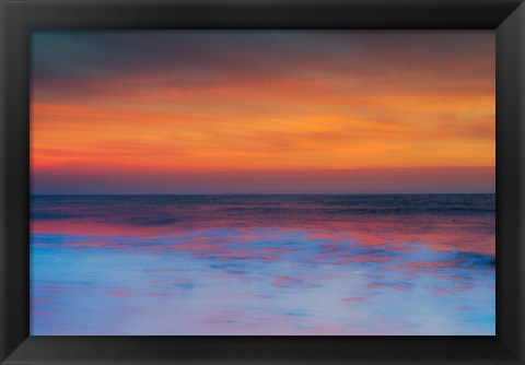 Framed New Jersey, Cape May, Sunset On Ocean Shore Print