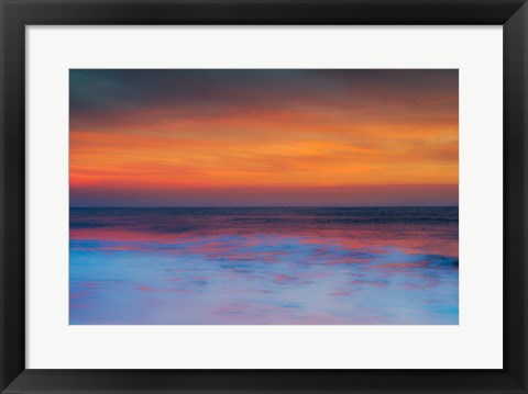 Framed New Jersey, Cape May, Sunset On Ocean Shore Print