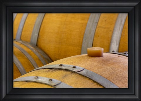 Framed Oregon, Elk Cove Winery Oak Barrels Close-Up Print