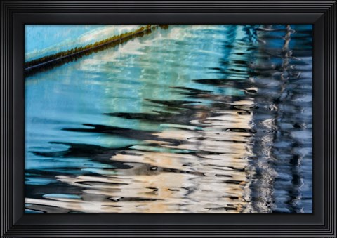 Framed Fishing Boat Colors Reflected In Charleston Marina, Oregon Print