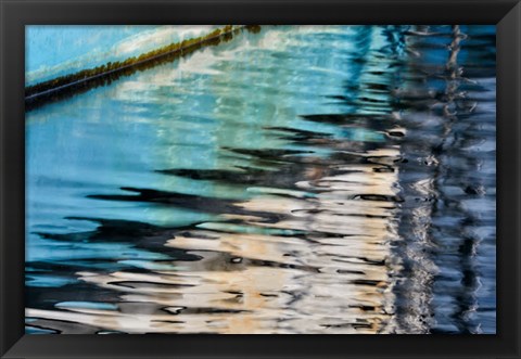 Framed Fishing Boat Colors Reflected In Charleston Marina, Oregon Print