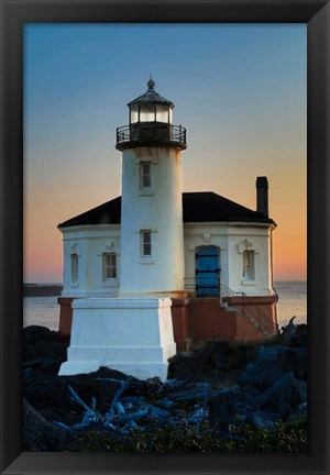 Framed Evening Light On Coquille River Lighthouse, Bullards Oregon State Park, Oregon Print