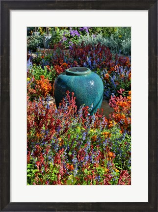 Framed Flower Pot In Field Of Flowers, Longwood Gardens, Pennsylvania Print