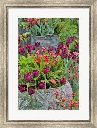 Framed Colorful Planters At Entrance To Chanticleer Garden, Pennsylvania Print