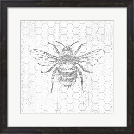 Framed Grey Bee Print
