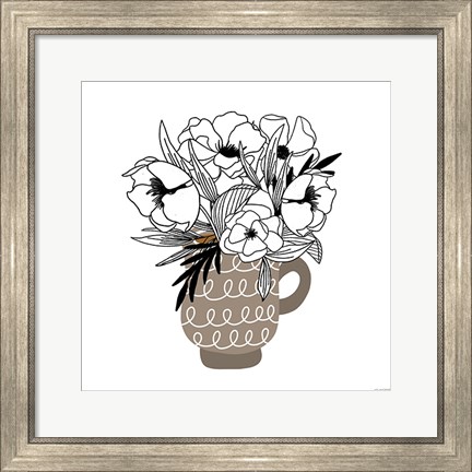 Framed Gray Flower Mug Print