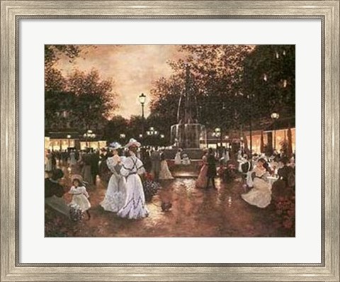 Framed Meeting at the Fountain Print