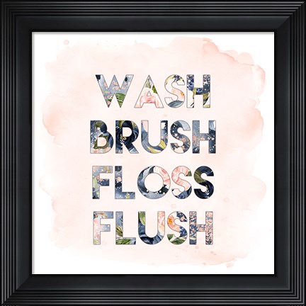 Framed Wash, Brush, Floss, Flush Print