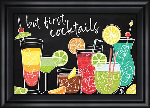 Framed But First Cocktails Print