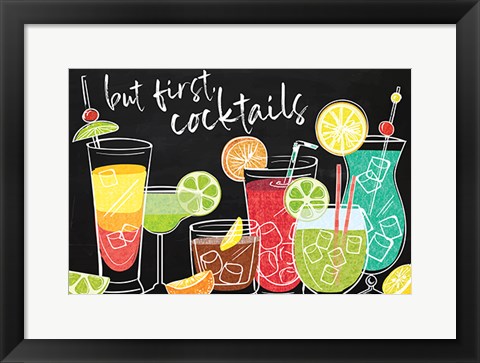 Framed But First Cocktails Print