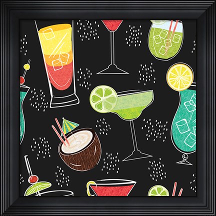 Framed Sip Sip Hooray Pattern Print