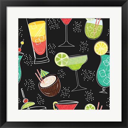 Framed Sip Sip Hooray Pattern Print