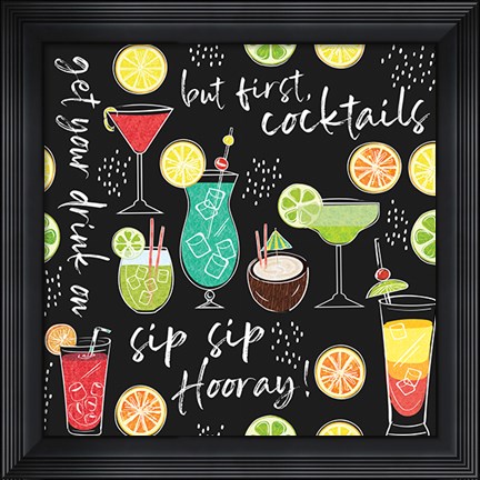 Framed Sip Sip Hooray Pattern III Print