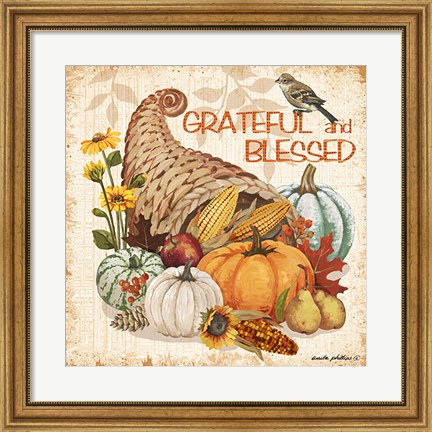 Framed Grateful and Blessed Print