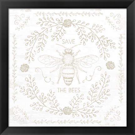 Framed Save the Bees II Print