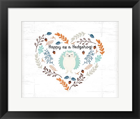 Framed Happy as a Hedgehog Print