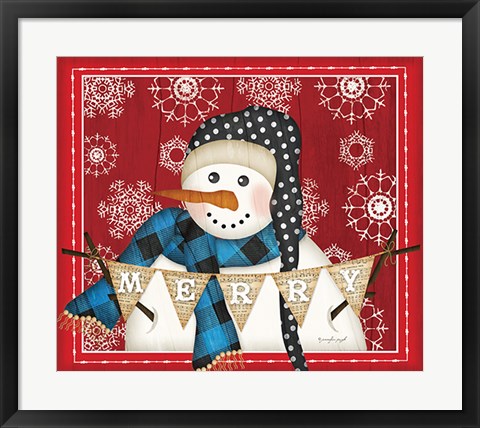 Framed Merry Snowman Print