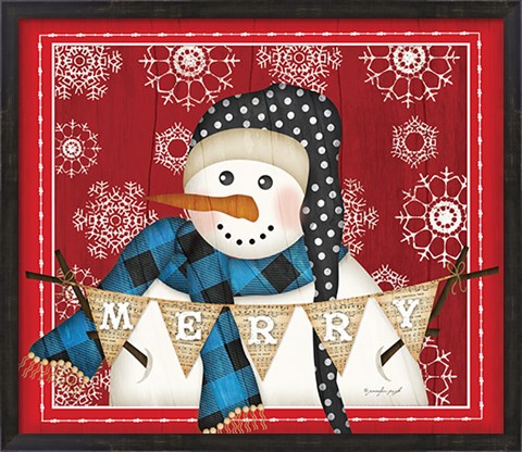 Framed Merry Snowman Print