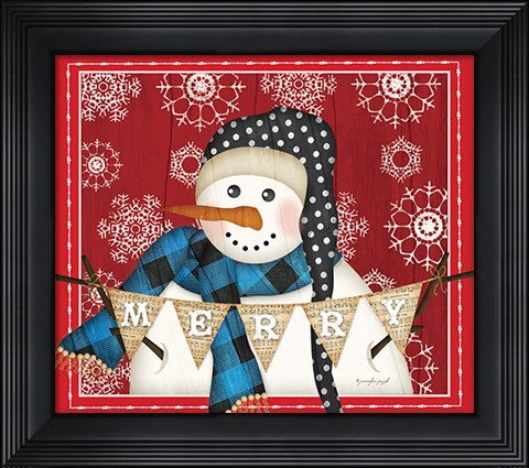 Framed Merry Snowman Print