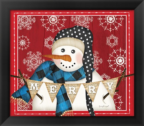 Framed Merry Snowman Print