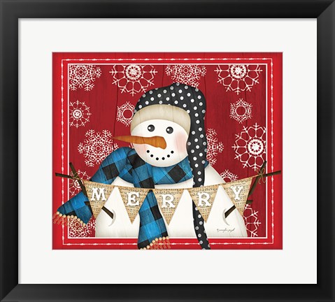 Framed Merry Snowman Print