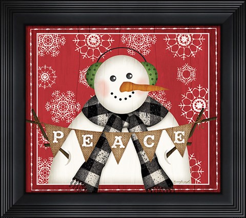 Framed Peace Snowman Print