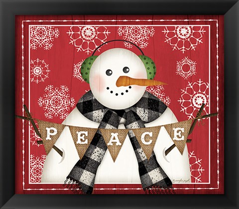 Framed Peace Snowman Print