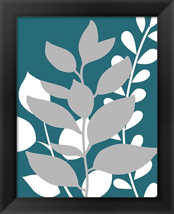 Framed Teal Foliage II Print