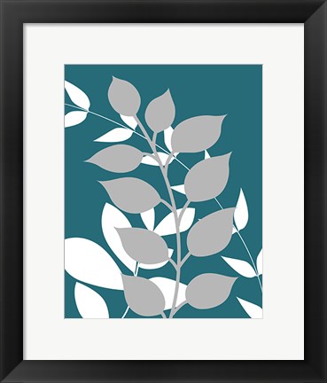 Framed Teal Foliage III Print