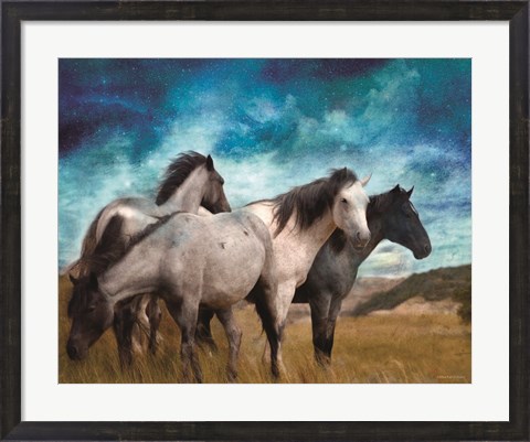 Framed Starry Night Horse Herd Print