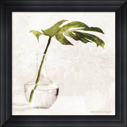 Framed Single Green Stem in Glass Print